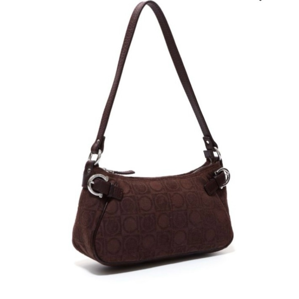 Salvatore Ferragamo gancini print shoulder bag, black